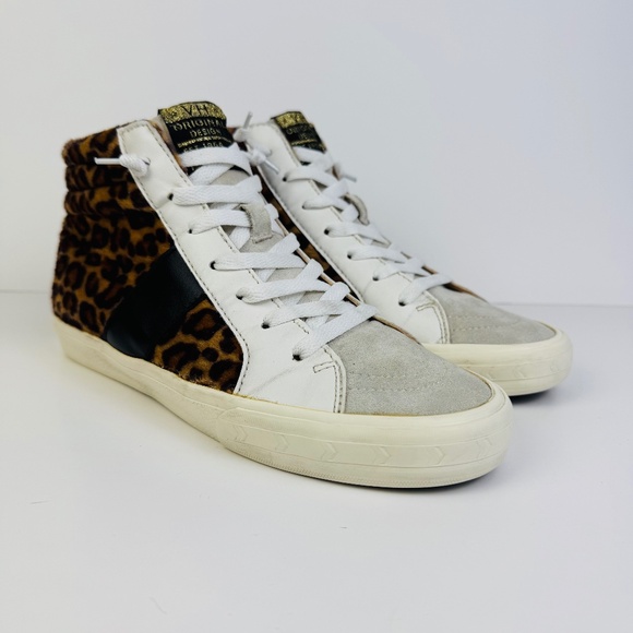 Vintage Havana Daniella Crazy Leopard High Top Sneakers Side Zip Womens Size 8.5 - Picture 1 of 11